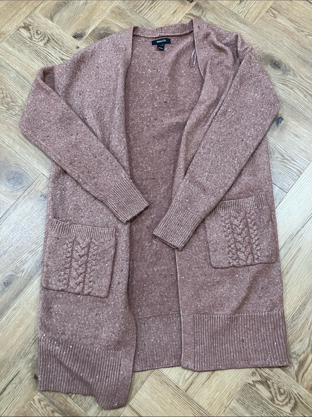 RW&CO Burnt Orange Longline Open-Front Cardigan